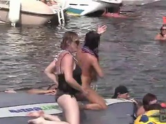 Find-Best-Pussy.com presents: Lesbians have sex to entertain boat party guys