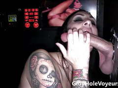 Find-Best-Pussy.com presents: Sexy brunette sucks big cock in gloryhole