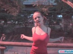 Find-Best-Pussy.com presents: Bouncy babe paris milan stretches outdoors