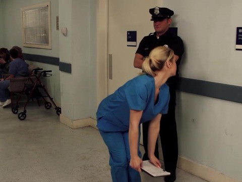 Find-Best-Pussy.com presents: Nurse tara lynn fox drops on her knees to give a sloppy blowjob