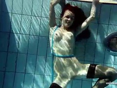 Find-Best-Pussy.com presents: In black stockings pretty girl goes for a swim