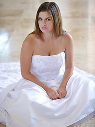 Find-Best-Pussy.com presents: Busty glamorous amateur Danielle models wedding gown indoors & by the pool