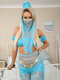 Find-Best-Pussy.com presents: Lauren Louise from Layered-Nylons as a sexy genie wearing sheer pantyhose over white stockings