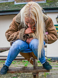 Find-Best-Pussy.com presents: Blond hungarian cutie Kiara Lord strips and presents her amazing boobs and ass outdoors
