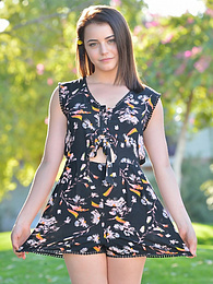 Find-Best-Pussy.com presents: Svelte american dark-haired teen Kylie Quinn in shorts toys her twat outdoor